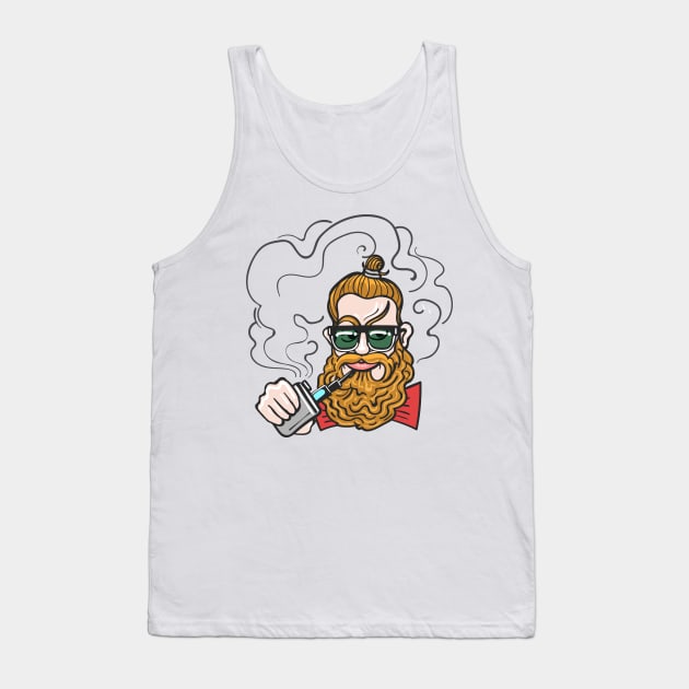 Young man smoking e-cigarette. Tank Top by devaleta